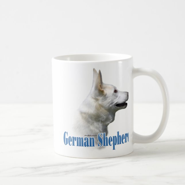 Caneca De Café Nome do German shepherd Branco (Direita)