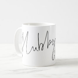 Caneca De Café Nome do Hubby de Script Moderno - Branco Preto