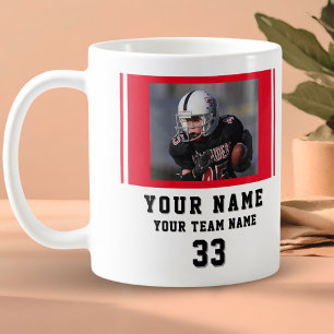 Caneca De Café Nome do Jogador Vermelho Número Equipe Foto
