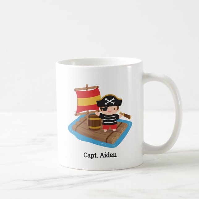 Caneca De Café Nome do Menino Pirata Capitão da Jangada de Madeir (Direita)