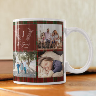 Caneca De Café Nome do monograma de colagem de fotos da família 8