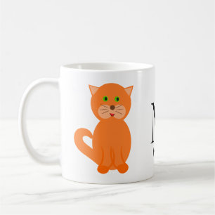 Caneca De Café Nome do Monograma de Gato Laranja-Corte