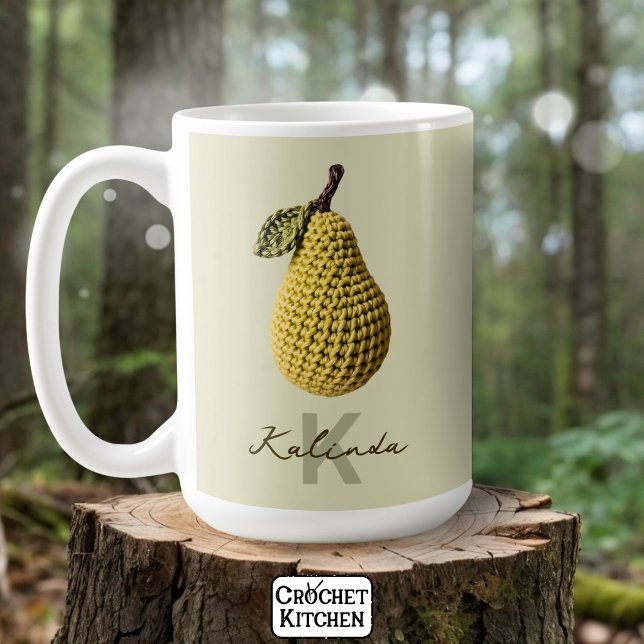 Caneca De Café Nome do Monograma de Pear Amarelo Mínimo Moderno (Criador carregado)
