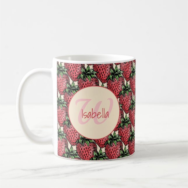 Caneca De Café Nome do Monograma do Fraude de Morango Patten (Esquerda)
