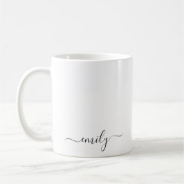 Caneca De Café Nome do Monograma do Script Moderno Preto Branco