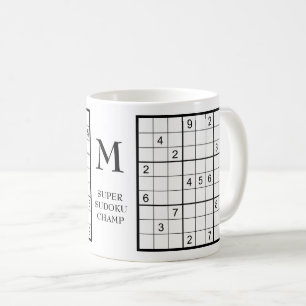 Caneca De Café Nome do Monograma Sudoku 