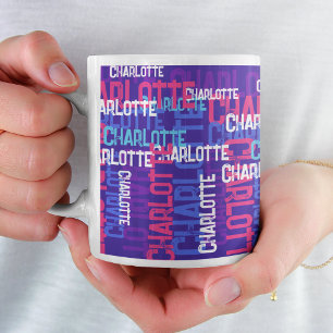 Caneca De Café Nome do Monograma Tipografia Legal na Nuvem