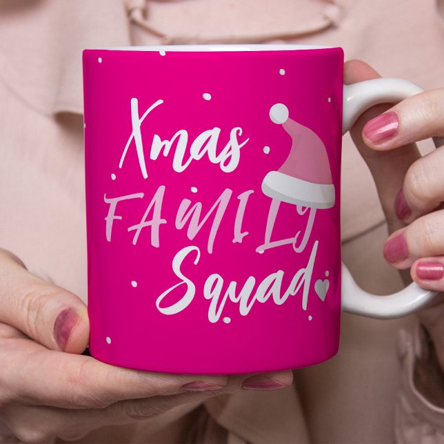Caneca De Café Nome do Natal personalizado família roteiro rosa (Criador carregado)