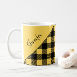 Caneca De Café Nome do Padrão de Verificação de Xadrez de Buff