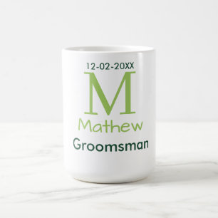 Caneca De Café nome do padrinho verde masculino letra data pastel