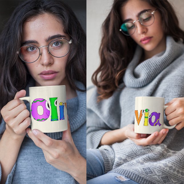 Caneca De Café Nome do Personagem de desenho animado "Olivia" (Take a look at this very cool "Olivia" cartoon character mug!)