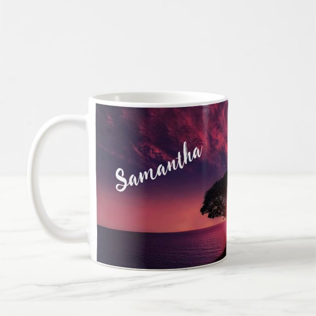 Caneca De Café Nome do Pôr-do-Sol Vermelho (Esquerda)