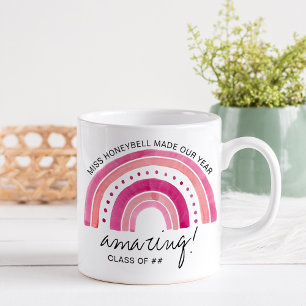 Caneca De Café Nome do professor incrível Classe de  Arco-íris