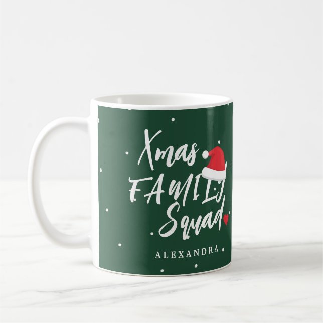 Caneca De Café Nome do roteiro personalizado de Natal da família  (Esquerda)