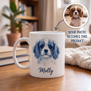 Caneca De Café Nome do Script de Retrato de Animal de Estimação e