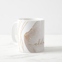 Nome do Script do Monograma Dourado Glitter Branco