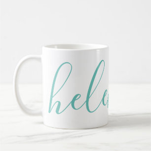 Caneca De Café Nome do Script Personalizado Aqua Blue Mug 