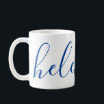 Caneca De Café Nome do Script Personalizado Gift Blue Mug Persona<br><div class="desc">Uma linda caneca com um nome personalizado em uma fonte moderna,  elegante. Em azul e branco marinho. Maravilhoso como um presente de dia de as mães,  feriado,  aniversário,  desabrigos ou madrinhas.</div>