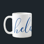 Caneca De Café Nome do Script Personalizado Gift Blue Mug Persona<br><div class="desc">Uma linda caneca com um nome personalizado em uma fonte moderna,  elegante. Em azul e branco marinho. Maravilhoso como um presente de dia de as mães,  feriado,  aniversário,  desabrigos ou madrinhas.</div>
