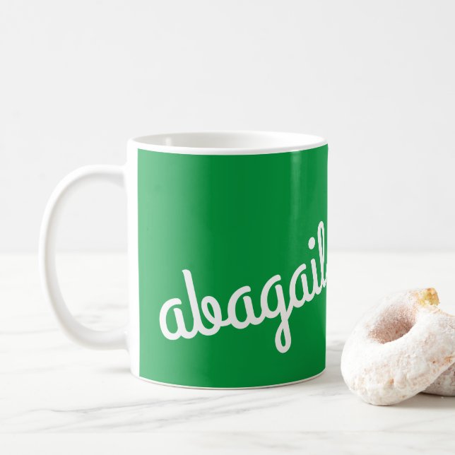 Caneca De Café Nome do script - Presente personalizado Kelly Gree (Com Donut)