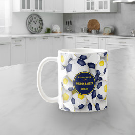 Caneca De Café nome do treinador de futebol de ouro azul