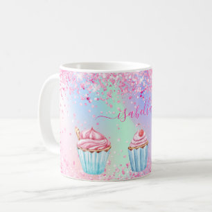 Caneca De Café Nome dos cupcakes de brilho roxo púrpura