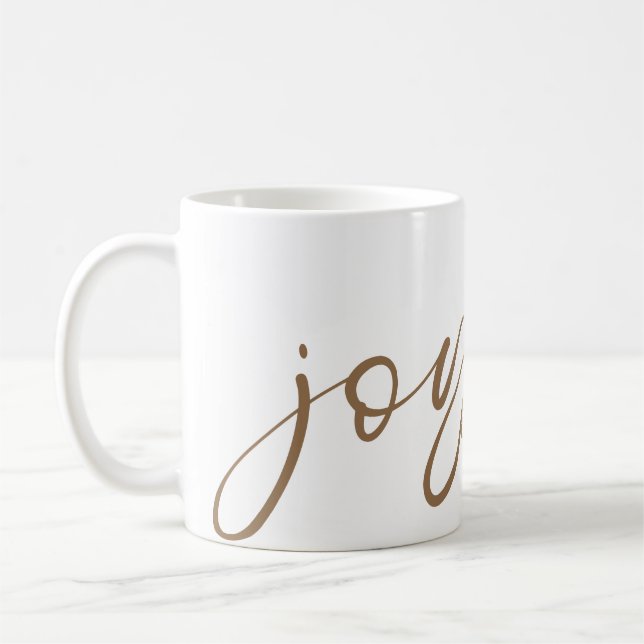 Caneca De Café Nome Dourado da caligrafia Joyful White (Esquerda)