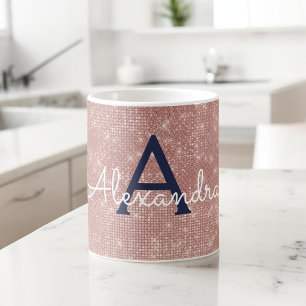 Caneca De Café Nome Dourado do monograma de Bling da faísca do
