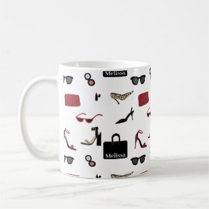 Caneca De Café Nome e Acessórios de Moda Garota Chefe