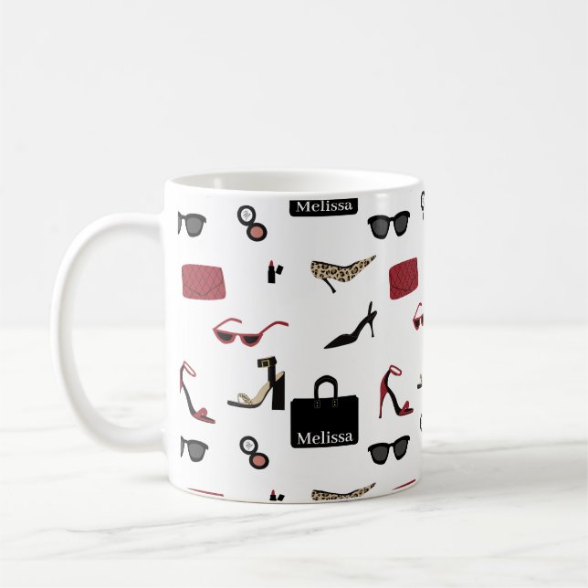 Caneca De Café Nome e Acessórios de Moda Garota Chefe (Esquerda)