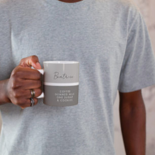 Caneca De Café Nome e Beber Preferência Moderno Dois Tom