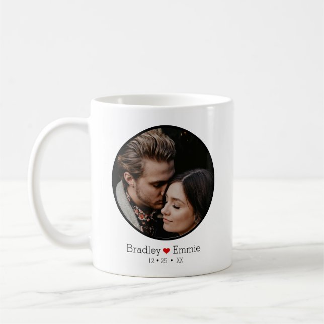 Caneca De Café Nome e data da foto de Casais personalizados (Esquerda)