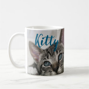 Caneca De Café Nome e Foto de Gato Personalizado Simples Moderno