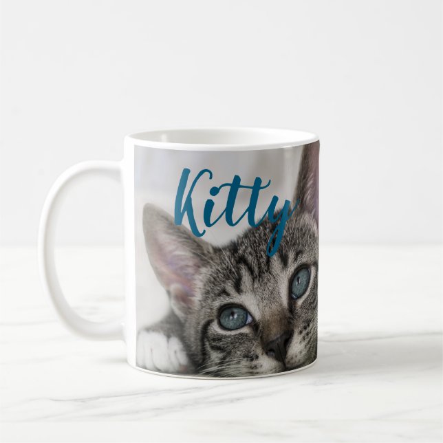 Caneca De Café Nome e Foto de Gato Personalizado Simples Moderno  (Esquerda)