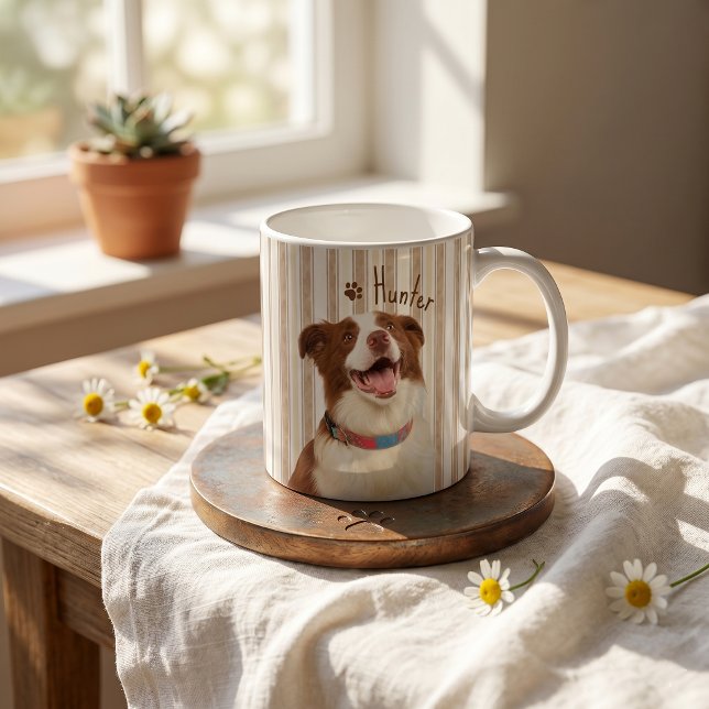 Caneca De Café Nome e Foto Simples Modernos de Pet (Criador carregado)