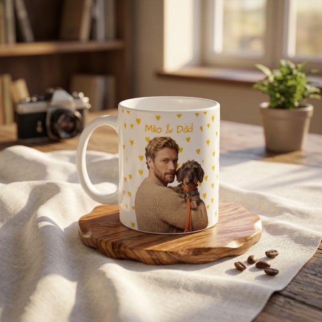 Caneca De Café Nome e Foto Simples Modernos do Pet (Criador carregado)