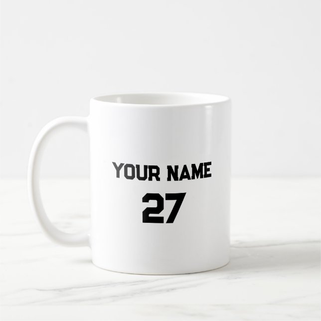 Caneca De Café Nome e Número do Esporte Personalizados (Esquerda)