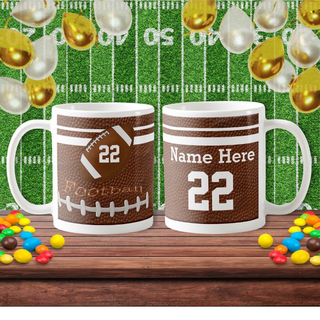 Caneca De Café NOME e NÚMERO personalizados do campeonato de fute (Football Mugs. Football Senior Night Ideas. Football Team Gifts. Football Christmas Gift Ideas.)