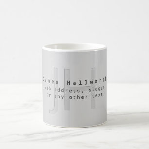 Caneca De Café Nome e Slogan Editáveis Modernos Gradiente Cinza