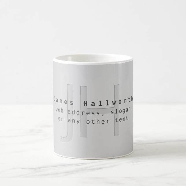 Caneca De Café Nome e Slogan Editáveis Modernos | Gradiente Cinza (Centro)