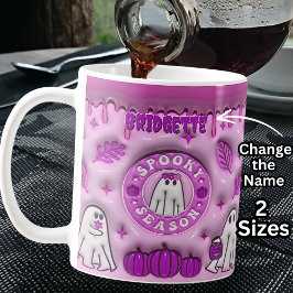 Caneca De Café Nome Efeito Mauve 3D Halloween Ghost Spooky Season