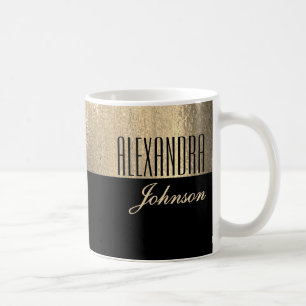 Caneca De Café Nome Elegante Ouro Negro