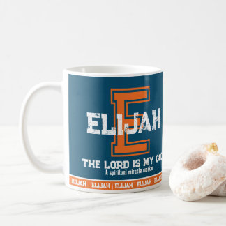 Caneca De Café Nome Elijah que significa monograma esportivo azul