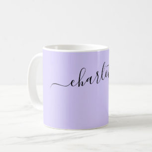 Caneca De Café Nome em Cor Lavanda Pálida Personalizado Elegante