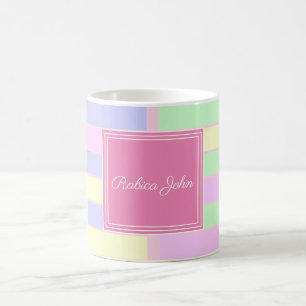 Caneca De Café Nome em Grade de Pastel Personalizado Presente E