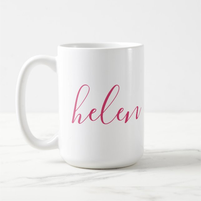 Caneca De Café Nome em Letra Personalizado Presente Rosa Branco (Esquerda)