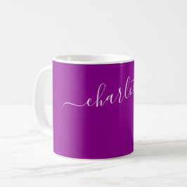 Caneca De Café Nome em Magenta Escuro Elegante Personalizado