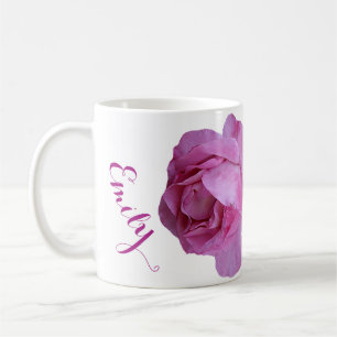 Caneca De Café Nome Emily bonito rosa rosa rosa rosa floral perso