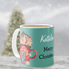 Caneca De Café Nome, Feliz Natal, Casa de Doces Mágicos 11oz