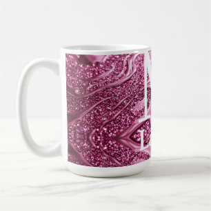 Caneca De Café nome feminino monograma abstrato metálico rosa bri